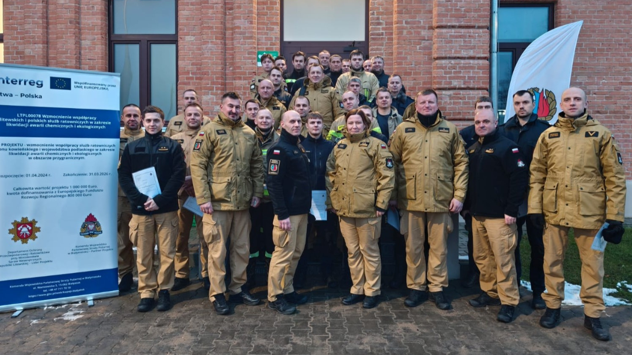 Trzecie szkolenie w ramach projektu „Wzmocnienie współpracy litewskich i polskich służb ratowniczych w zakresie likwidacji awarii chemicznych i ekologicznych” współfinansowanego przez Unię Europejską ze środków programu INTERREG
