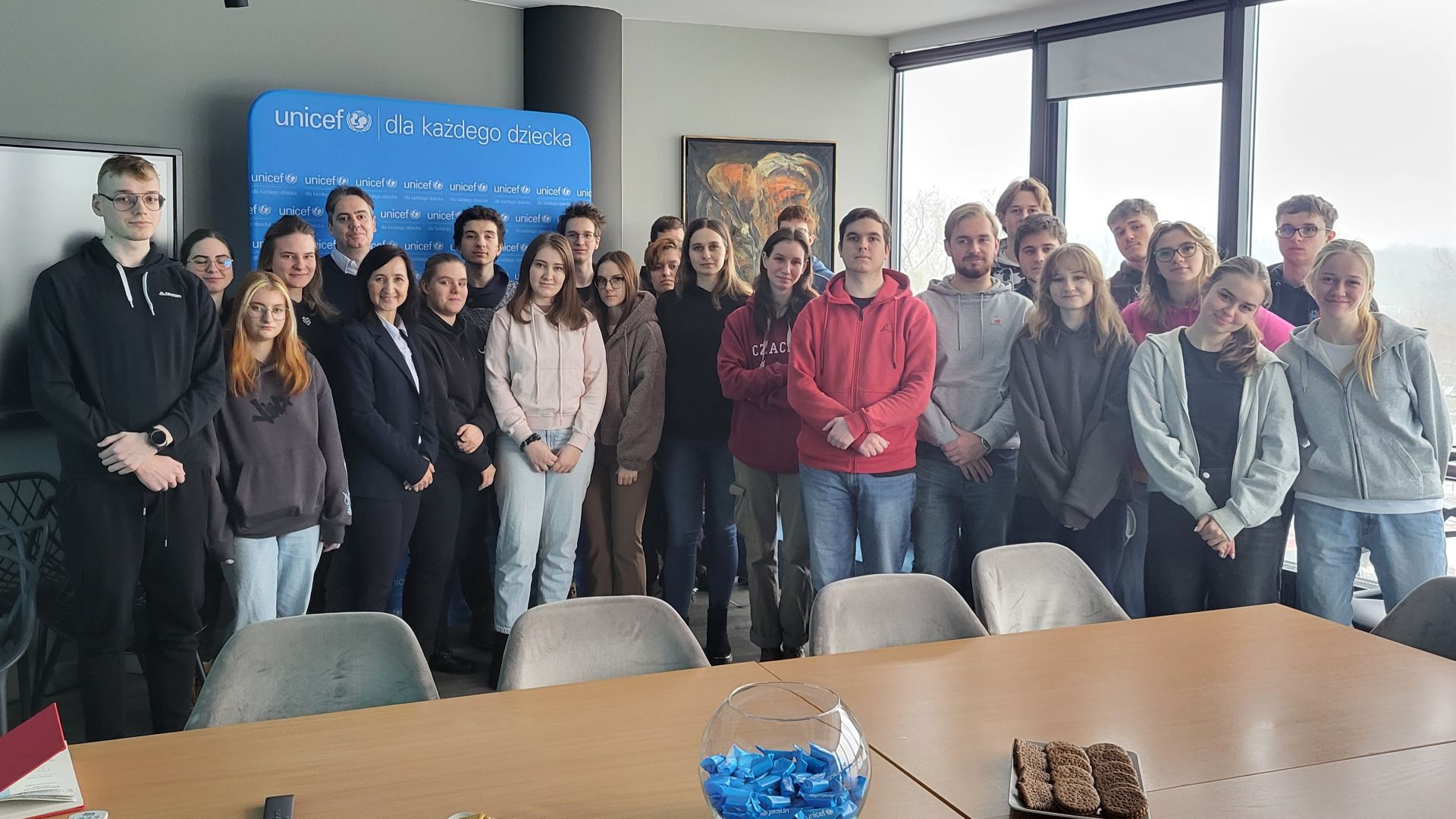 Wizyta studentów Akademii Pożarniczej w Polskim Komitecie Narodowym UNICEF